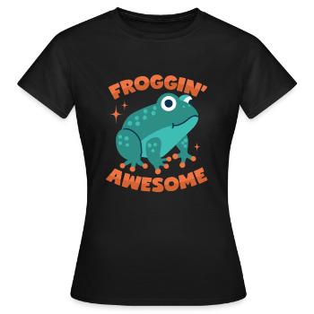 Frosch Wortwitz - Frauen T-Shirt - Schwarz - Vorne - AI Model Female 172 dark (172cm)