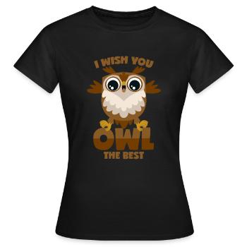 Eule Wortwitz - Frauen T-Shirt - Schwarz - Vorne - AI Model Female 172 dark (172cm)