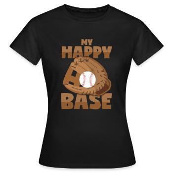Baseball - Happy Place - Wortwitz - Frauen T-Shirt - Schwarz - Vorne - AI Model Female 172 dark (172cm)