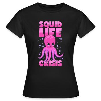 Calmar de la quarantaine-crise Poulpe Poulpe Calmar - T-shirt Femme - noir - Devant - AI Model Female 172 dark (172cm)