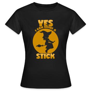 Hexe - Hexenbesen - Lustiger Spruch - Frauen T-Shirt - Schwarz - Vorne - AI Model Female 172 dark (172cm)