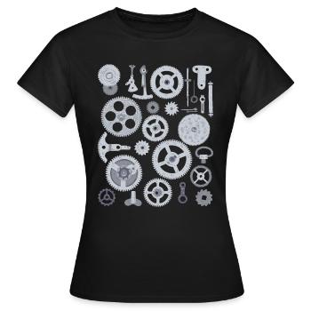Horloge Pièces individuelles Pièces d’horloge Mécanique d’engrenages Mouvement - T-shirt Femme - noir - Devant - AI Model Female 172 dark (172cm)