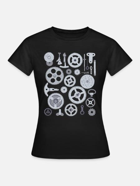 Uhr Einzelteile Uhrteile Zahnrad Mechanik Uhrwerk - Frauen T-Shirt - Schwarz