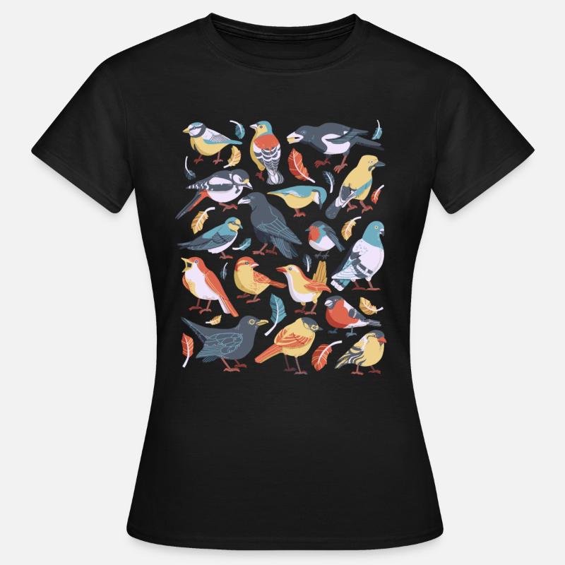 Vögel - Dame-T-shirt - sort