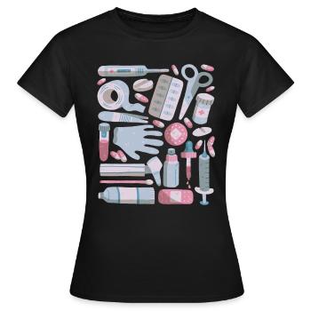 First Aid Doodles First Aid Kit Medicine - Women's T-Shirt - black - Front - AI Model Female 172 dark (172cm)