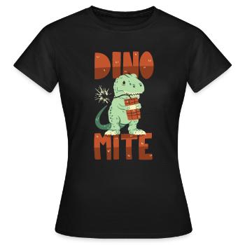 Dino mit Dynamit - Frauen T-Shirt - Schwarz - Vorne - AI Model Female 172 dark (172cm)