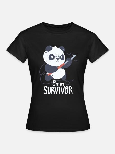 Häkelnder Panda - Frauen T-Shirt - Schwarz