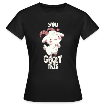 Ziegen-Wortwitz - Frauen T-Shirt - Schwarz - Vorne - AI Model Female 172 dark (172cm)