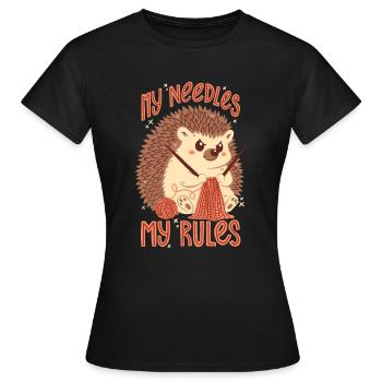 Mes aiguilles, mes règles - T-shirt Femme - noir - Devant - AI Model Female 172 dark (172cm)