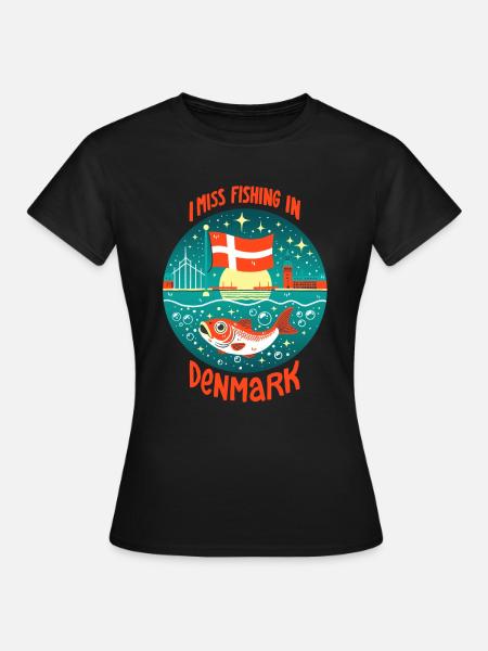 Angeln in Dänemark - Dame-T-shirt - sort