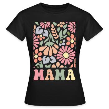 Mama Boho Flora - T-shirt Femme - noir - Devant - AI Model Female 172 dark (172cm)