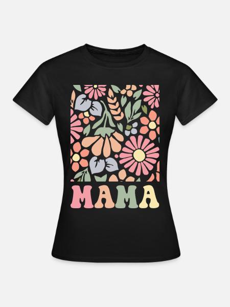 Mama Boho Flora - Frauen T-Shirt - Schwarz