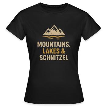 Montagnes, lacs et escalopes - T-shirt Femme - noir - Devant - AI Model Female 172 dark (172cm)