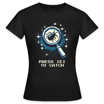 Catch Action Button Gaming Retro Pixel Entomology - Women's T-Shirt - black - Front - AI Model Female 172 dark (172cm)