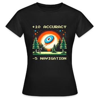 +10 de précision | Technique de disc golf Objectifs de la trajectoire de vol - T-shirt Femme - noir - Devant - AI Model Female 172 dark (172cm)