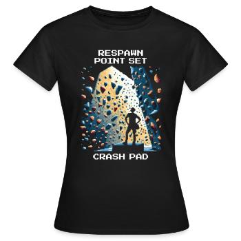 Respawn: Crash Pad | Bouldering Pixel Art - Women's T-Shirt - black - Front - AI Model Female 172 dark (172cm)