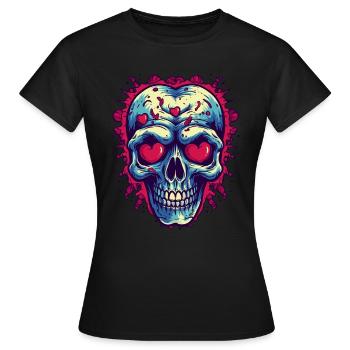Skull in love with hearts - Women's T-Shirt - black - Front - AI Model Female 172 dark (172cm)