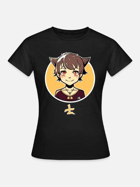Niedliches Anime Fuchs Mädchen - Frauen T-Shirt - Schwarz