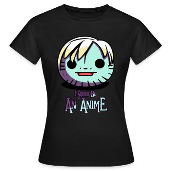 Cartoon Manga Kreatur, Ich sollte ein Anime sein - Frauen T-Shirt - Schwarz - Vorne - AI Model Female 172 dark (172cm)