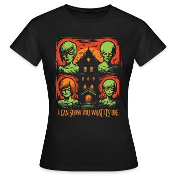 La maison hantée d’Halloween d’horreur - T-shirt Femme - noir - Devant - AI Model Female 172 dark (172cm)