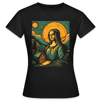 L’art et les Alpes : la cabane d’alpage et la nature Lisa - T-shirt Femme - noir - Devant - AI Model Female 172 dark (172cm)