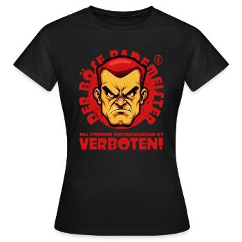 The evil lifeguard: Jumping at the edge of the pool is prohibited - Women's T-Shirt - black - Front - AI Model Female 172 dark (172cm)