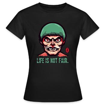 Ein alter Cartoon Opa: Das Leben ist nicht fair - Frauen T-Shirt - Schwarz - Vorne - AI Model Female 172 dark (172cm)