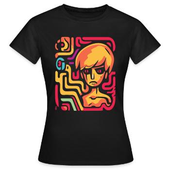 Art abstrait : Labyrinthe de l’ - T-shirt Femme - noir - Devant - AI Model Female 172 dark (172cm)