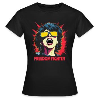 Pop Art Femme combattante de la liberté avec des lunettes de soleil - T-shirt Femme - noir - Devant - AI Model Female 172 dark (172cm)