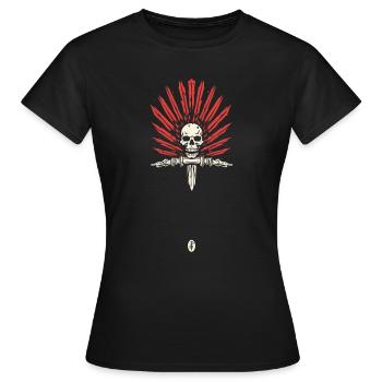 Tribu de plumes et de crânes, l’homme indigène - T-shirt Femme - noir - Devant - AI Model Female 172 dark (172cm)