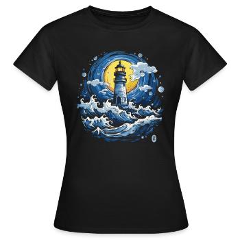 Phare des vagues de tsunami - T-shirt Femme - noir - Devant - AI Model Female 172 dark (172cm)