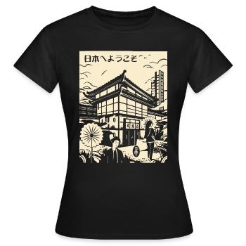 Willkommen in Japan: Szene aus japanischem Edo - Frauen T-Shirt - Schwarz - Vorne - AI Model Female 172 dark (172cm)