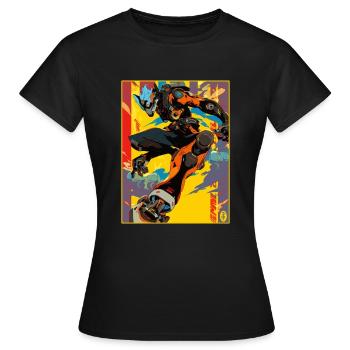 Graffiti Anime Manga Mecha Bot - Frauen T-Shirt - Schwarz - Vorne - AI Model Female 172 dark (172cm)