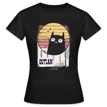 Le chat rétro hors-la-loi, le chat - T-shirt Femme - noir - Devant - AI Model Female 172 dark (172cm)