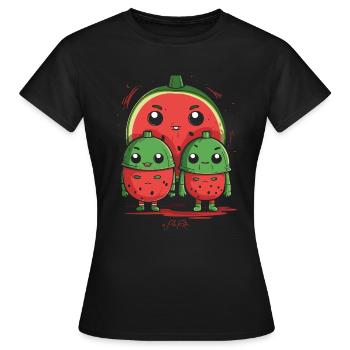 Parent isolé avec 2 enfants - T-shirt Femme - noir - Devant - AI Model Female 172 dark (172cm)