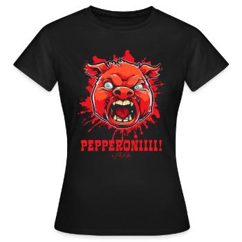 Le porc au pepperoni - T-shirt Femme - noir - Devant - AI Model Female 172 dark (172cm)