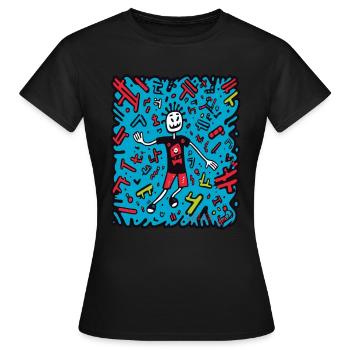 jede Menge Cartoon Pop Art Doodle - Frauen T-Shirt - Schwarz - Vorne - AI Model Female 172 dark (172cm)