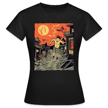 Le coureur de fond de la ville asiatique - T-shirt Femme - noir - Devant - AI Model Female 172 dark (172cm)
