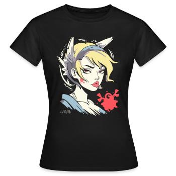 Votre fille d’ange d’anime chaude - T-shirt Femme - noir - Devant - AI Model Female 172 dark (172cm)