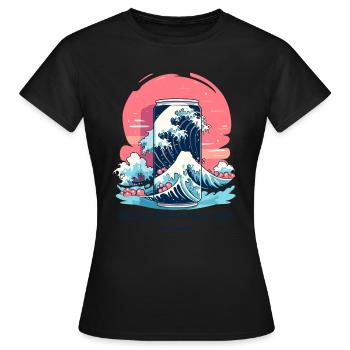 Japanese Display: Drink Kanagawa Soda - Women's T-Shirt - black - Front - AI Model Female 172 dark (172cm)