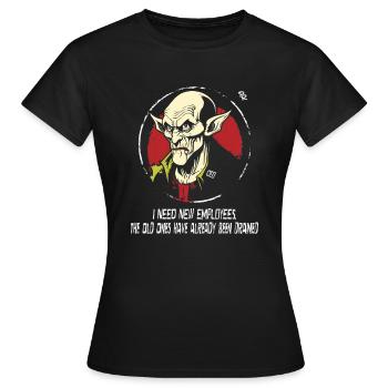 Employés recherchés : Nosferatu CEO Vampire - T-shirt Femme - noir - Devant - AI Model Female 172 dark (172cm)