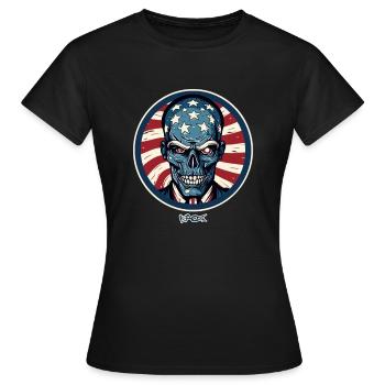Le crâne patriotique - T-shirt Femme - noir - Devant - AI Model Female 172 dark (172cm)