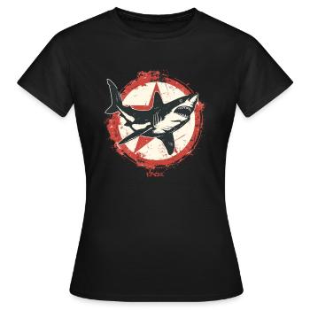 Camarade communiste parodique Requin - T-shirt Femme - noir - Devant - AI Model Female 172 dark (172cm)
