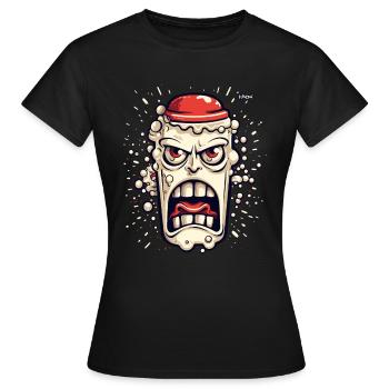 Une bouteille de lait de dessin animé en colère drôle - T-shirt Femme - noir - Devant - AI Model Female 172 dark (172cm)