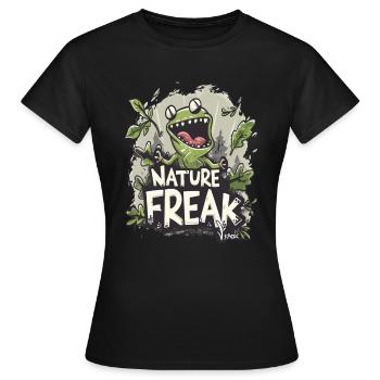 Nature boy, frog is a nature lover - Women's T-Shirt - black - Front - AI Model Female 172 dark (172cm)