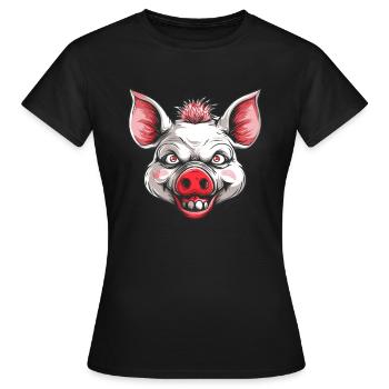 Cochon d’horreur blanc rouge - T-shirt Femme - noir - Devant - AI Model Female 172 dark (172cm)
