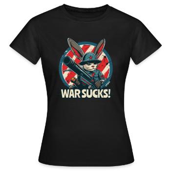 Anime Bunny Soldat, Faire L’Amour, La Guerre Suce - T-shirt Femme - noir - Devant - AI Model Female 172 dark (172cm)