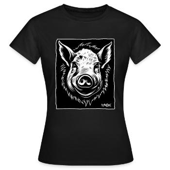 ein Schwein, eine Sau, ein Eber - Frauen T-Shirt - Schwarz - Vorne - AI Model Female 172 dark (172cm)