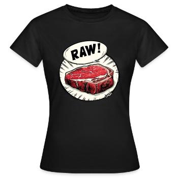 Steak juteux - cru et délicieux - T-shirt Femme - noir - Devant - AI Model Female 172 dark (172cm)