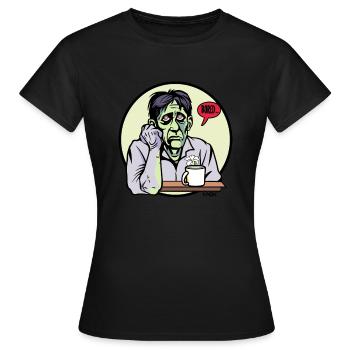 Zombie ennuyé avec du café et de la fleur - T-shirt Femme - noir - Devant - AI Model Female 172 dark (172cm)